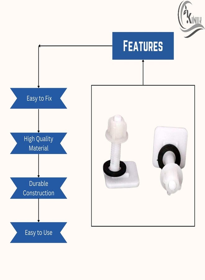KINIK Plastic Toilet Seat Cover Hinges | CERA Type Round & Square Short Clamp | WC Seat Replacement Hinges (1 Pair) - Image 2
